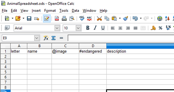 Spreadsheet First Row